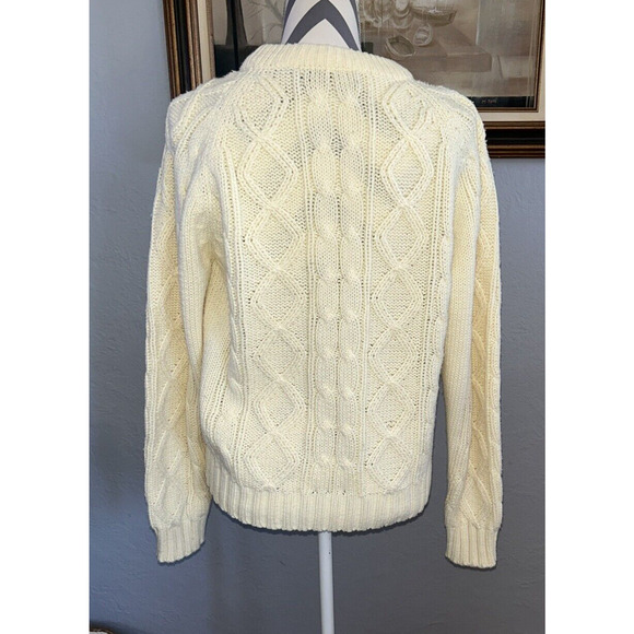 Vtg Bengal Lancer Cream Cable Knit Sweater Women’s M - Picture 3 of 6